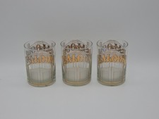 Culver Saloon Old Fashioned Whiskey Glasses 22K Gold Trim Set Of 3 Vintage 1960s picture