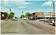 Erick, Oklahoma Route 66 Street View, Drug Store Postcard COPY #10240 picture