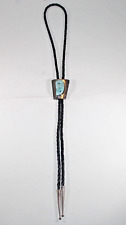 Vintage Tony Garcia Navajo Sterling Silver Turquoise Bolo Tie Signed picture
