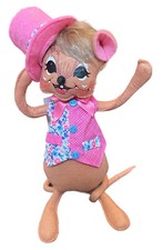 NOS ANNALEE Springtime Boy Mouse Pink Top Hat Vest Posable Painted Face Easter picture