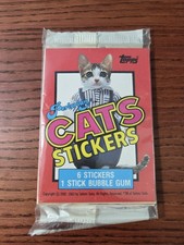 1983 Topps Perlorian Cats Stickers One Factory Sealed Vintage Pack - 6 Stickers picture