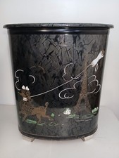 50’s Pearl Wick Black Cracked Ice Poodle Vtg Hamper Paris Eiffel Tower VERY RARE picture