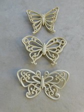 need REPAIR Set Of 3 Vintage BUTTERFLIES Homco creamy White Wall Plaques picture