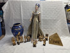 Franklin Mint Vintage 1980s Egypt Lot: Golden Vase Of Bast, Nefertiti, Figurines picture