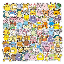 100 Pack Pokemon Stickers Cute Baby Decal Set Pikachu Psyduck Eevee Classic - US picture
