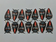 SCARCE Antique German Krampus Devil Die-Cut Scrap Sheet #1005 Uncut c. 1910 picture