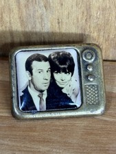 SCARCE 1970's Get Smart Don Adams Barbara Feldon Miniature Television Shaped Pin picture