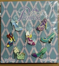 NEW Disney 7 Pin Set ~ PRINCESS ~ High Heels Shoes #90874 Ariel Jasmine Rapunzel picture