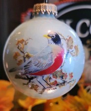 Vintage Krebs Bird SATIN MICA PALE BLUE Christmas Ornament Glitter Winter picture