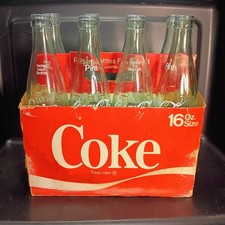 1970s Or Early 1980s Coca Cola Coke Bottles 1 Pint 8 Pack In Box picture
