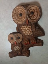 MCM Owl Foam Craft Family Perched 1981 Mid Century KITSCHY Wall Hanging picture