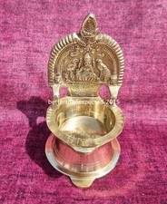 Brass Kamakshi Diya Goddess Laxmi Oil Lamp Auspicious Hindu Navratri Diwali Puja picture