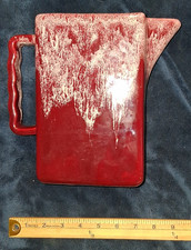 Vtg Gonder Pottery Red White Drip Glaze Rectangular Water Pitcher MCM 8