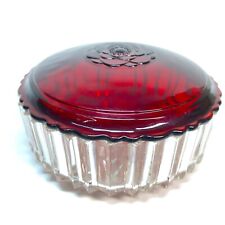 Vintage Anchor Hocking Royal Ruby Glass 1940 Round Powder Trinket Box Candy Dish picture