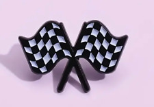 Checkered flag victory pin - enamel metal brooch lapel cartoon -  picture