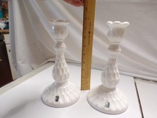 VTG Olde Virginia Glass Milk Glass Candle Stick Holder picture