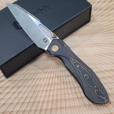 Null Knives Voodoo Doll Gold Camo Fat Carbon, Satin Vanax, Black PVD Titanium  picture