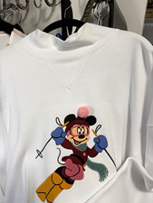 Disney Minnie Mouse Adult White Pullover Sweatshirt, Pink & Blue picture