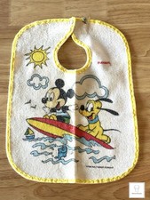 Vintage Playskool Disney Babies Mickey Mouse and Pluto Baby Bib / Made in USA picture