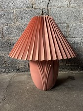 Pair Vintage 1980s Harris Lamps Pink Ceramic Table Lamp Art Deco PostmodernShade picture