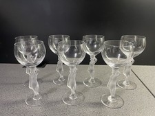 7  Crystal BAYEL BACCHANTE CLARET WINE GLASSES w/ Frosted Female Nude  Stem picture
