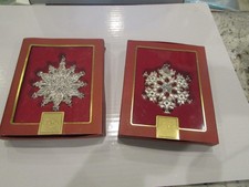 2 Vintage Lenox 2007 & 2008 Metal Snowflake Ornaments Fine  Accents & colors picture