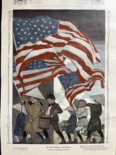 MAXFIELD PARRISH “WITH TRUMPET AND DRUM” PHILADELPHIA, JULY 1903 HAND COLORED picture