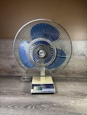 Rare Vintage Dayton Type 16” Oscillating Fan Retro Blue Blade 3 Speed Table Desk picture