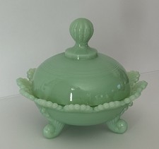 Mosser Glass - COVERED FOOTED CANDY DISH - JADEITE (Green) - 5