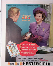 1946 Chesterfield Cigarettes Claudette Colbert Movie Print Ad Ladies Home Feb picture