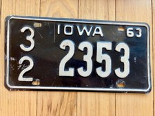 1963 Iowa License Plate picture