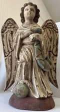 *RARE Find* Antique Hand Carved Wooden Angel ( Museum Boloit ) 17” picture