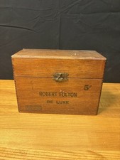 Vintage  Robert Fulton De Luxe wooden cigar box picture