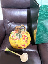 FITZ & FLOYD harvest heritage PUMPKIN  COVERED  SOUP  TUREEN W/ LADLE  NEW LARGE picture