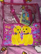 Vintage Lisa Frank XL Clear Tote Bag Casey and Candy puppy love  picture