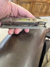 Vintage Ornate Cast Metal Spirit Level Tool with Brass Top Plate picture