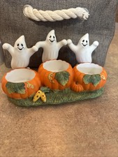 Partylite Ghost Trio Tealight Holder Halloween Pumpkin Decorations EUC No Box picture