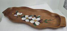  Maple Wood Appetizer Tray Hand Painted Dogwood Flowers  14