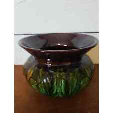 Glazed Spittoon Cuspidor Planter Green & Brown Pottery picture