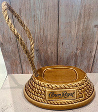 Vtg Crown Royal Bottle Display Stand Ceramic Stand Holder Rope Handle Barware picture