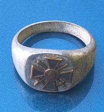 VINTAGE WW1 AMERICAN EXPEDITIONARY CROIX DE GUERRE TRENCH ART RING SIZE 10 - 11 picture