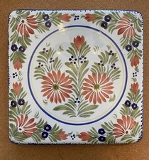 Vintage HB Quimper Ceramic Footed Trivet Floral Pattern Mount St. Michel picture