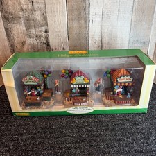Lemax Village Collection Carnival Kiosks Table Accents #43440 5 Pieces New picture