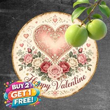 Romantic Valentines Day Romance Round Metal Sign Sweet Sweetheart Tin Plaque picture
