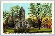 1945 Gray Chapel Library O.W.U. Delaware OH Linen Postcard Curteich picture