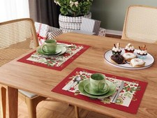 Traditional red and white Christmas Placemats - 2 piece set. Size 14