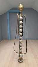 6ft Vintage Brass, Mother of Pearl 4 person Hookah w/2 sets Of hoses Cobra/Wood picture