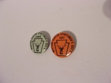 Vintage Western Clinton Sportsman's Association Pinback Button Badge Lot of 2 picture