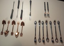 Vintage Mixed Lot Novelty Cocktail Hors D'oeuvre Forks & Shovel Spoons R.S.A picture