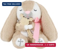Prayer Bunny Stuffed Animal with Wooden Praying Cross Baptism Gifts for Newborn picture